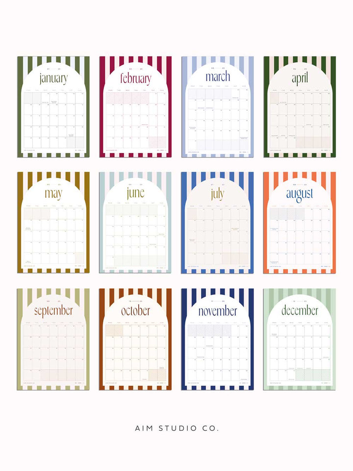 2025 Personalised Diary, Candy Stripe Calendar & Pen Bundle