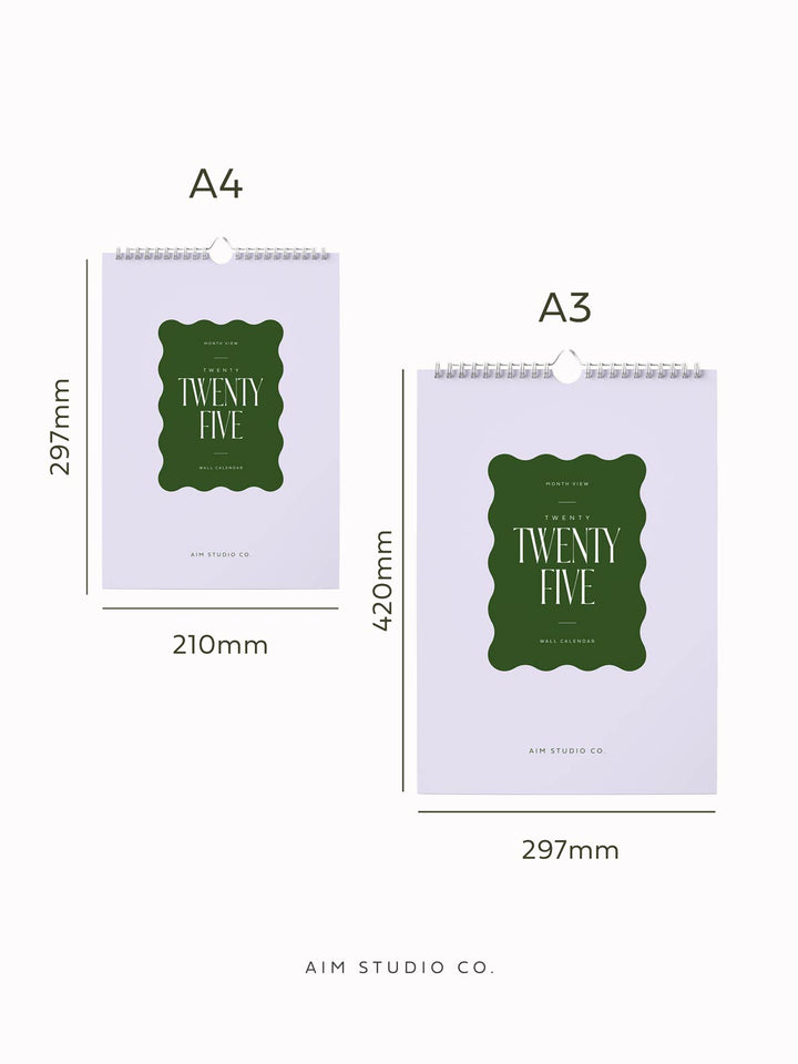 2025 Wavy Wall Calendar | A3 or A4 Monthly Planner