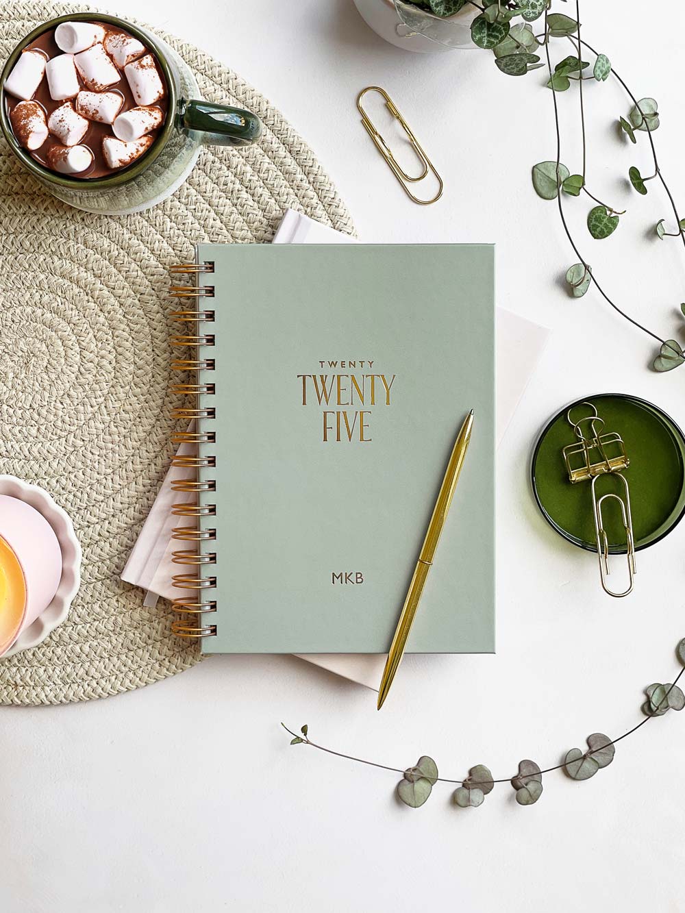 Spiral 2025 Personalised Diary | Sage Green