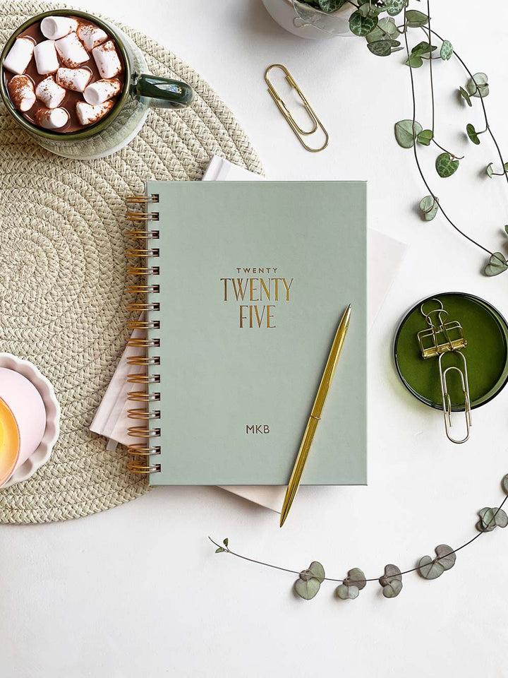 Spiral 2025 Personalised Diary | Sage Green