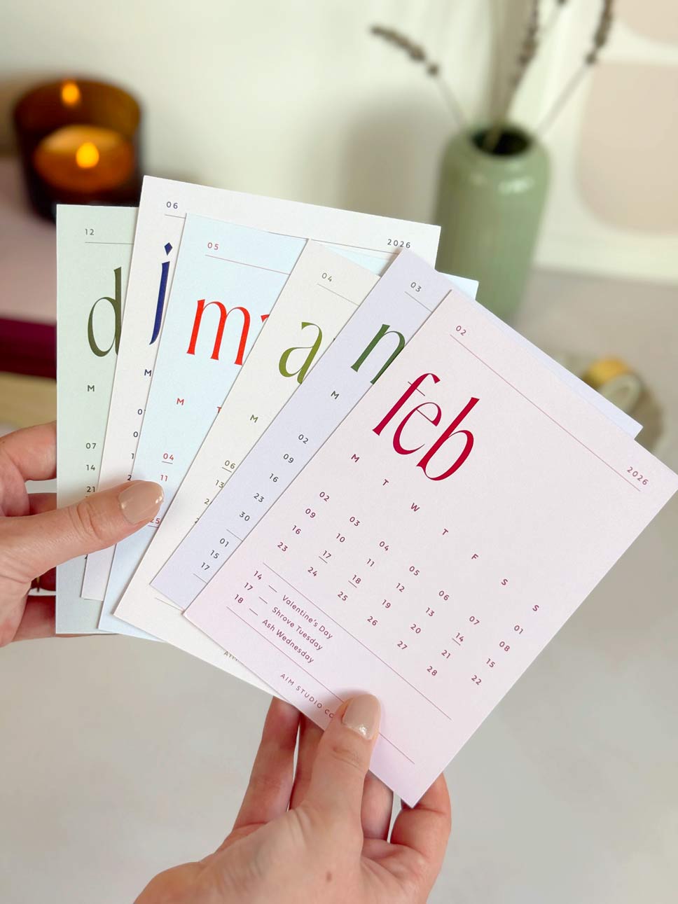 Minimalist 2026 Desk Calendar with Wooden Stand