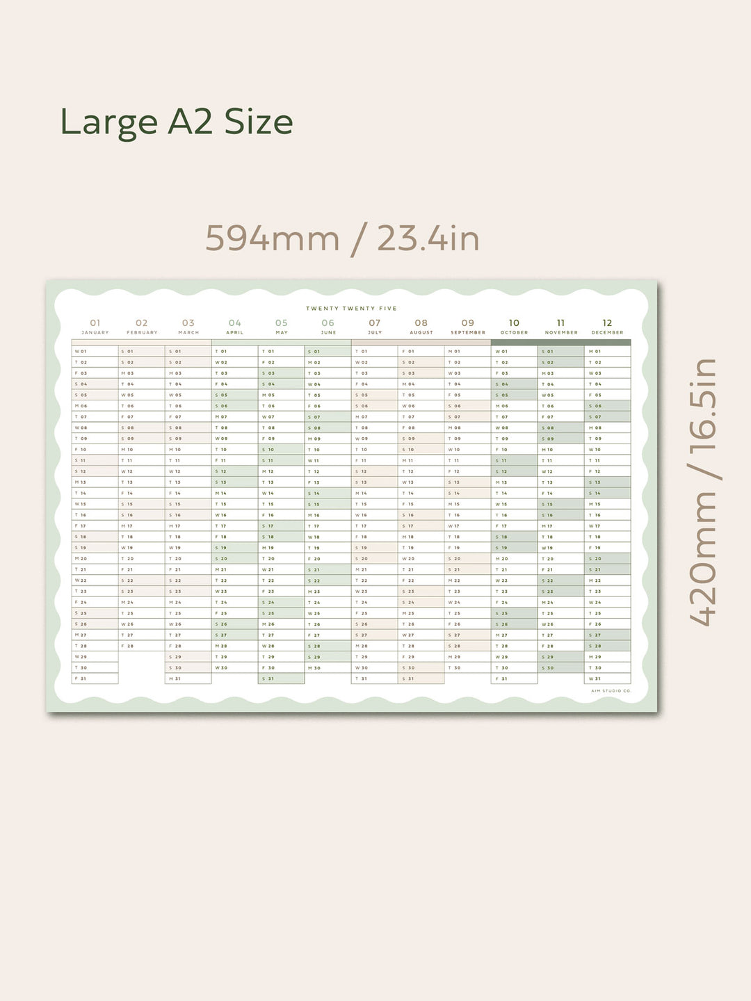 Large A2 2025 Yearly Wall Planner