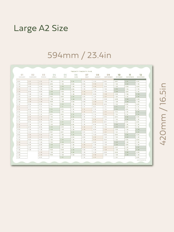 Large A2 2025 Yearly Wall Planner