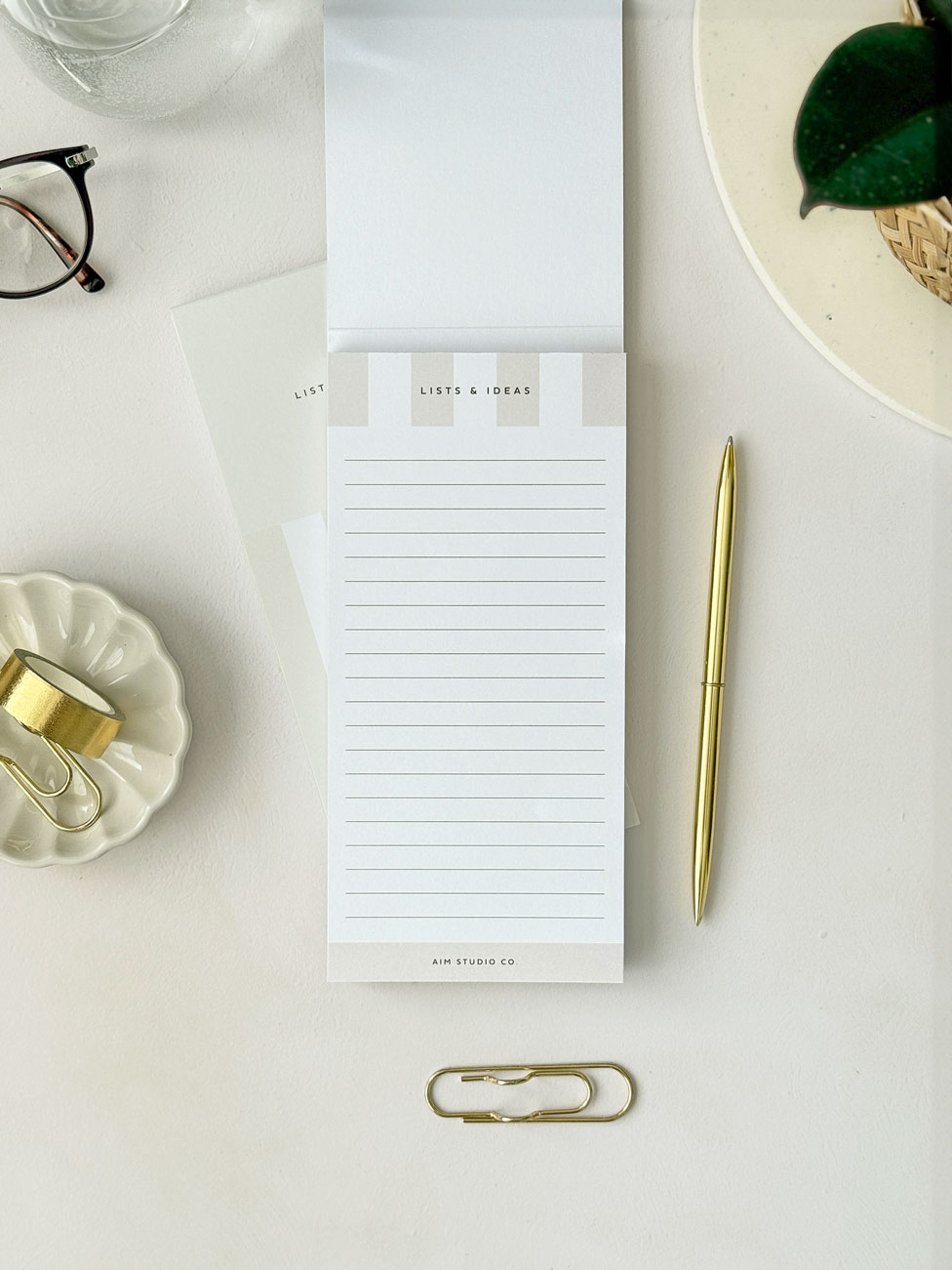 Slim to do list notepad with lined tear off pages and minimal stripe design