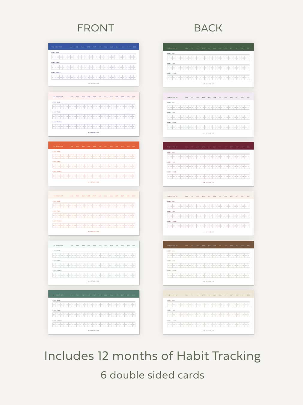 Daily Habit Tracker Cards with Wooden Stand