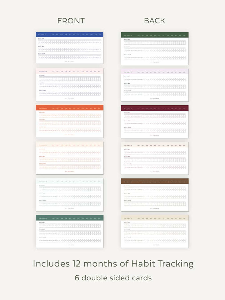 Daily Habit Tracker Cards with Wooden Stand