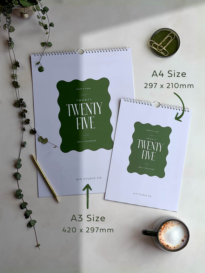 2025 Wavy Wall Calendar | A3 or A4 Monthly Planner