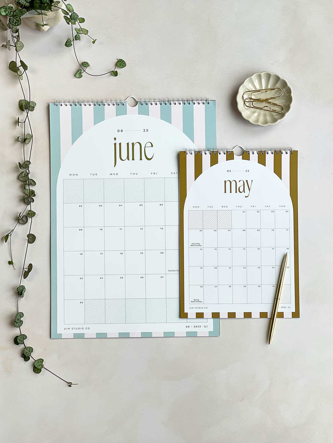 2025 Monthly Calendar | Candy Stripes Wall Planner