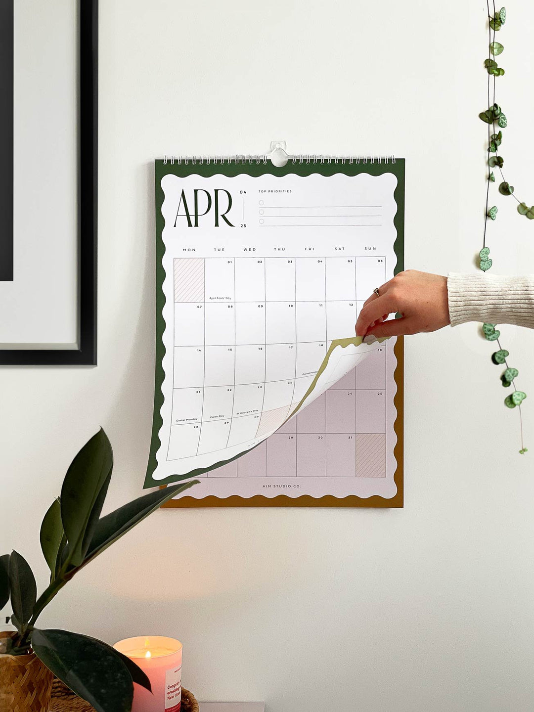 2025 Wavy Wall Calendar | A3 or A4 Monthly Planner