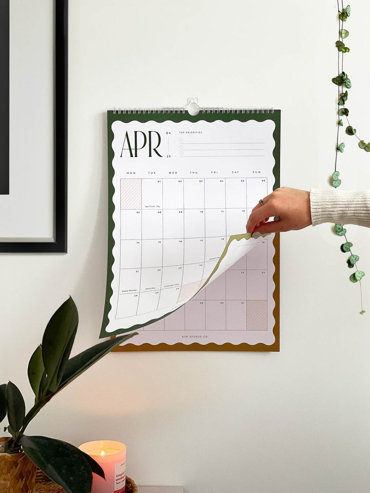 2025 Wavy Wall Calendar | A3 or A4 Monthly Planner