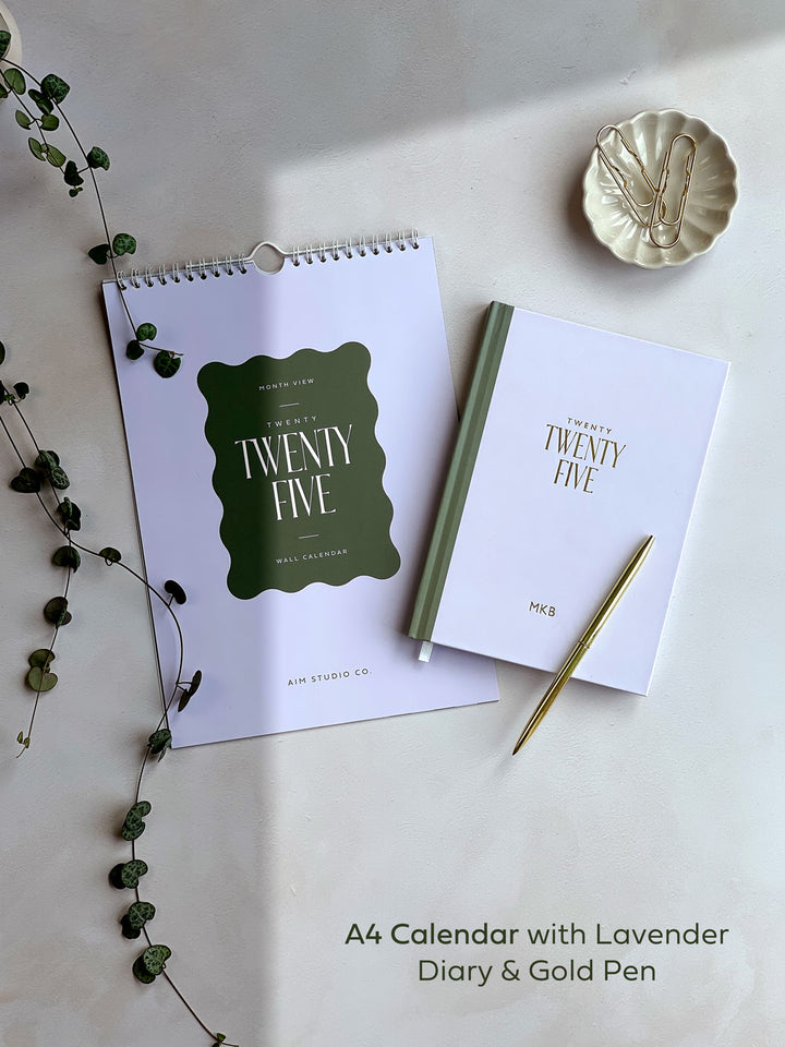 2025 Personalised Diary, Wavy Calendar & Pen Bundle