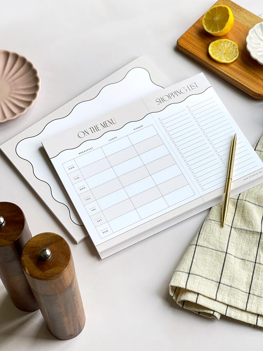Weekly Meal Planner & Perforated Shopping List A4 Notepad