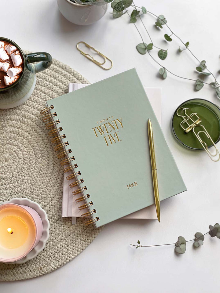 Spiral 2025 Personalised Diary | Sage Green