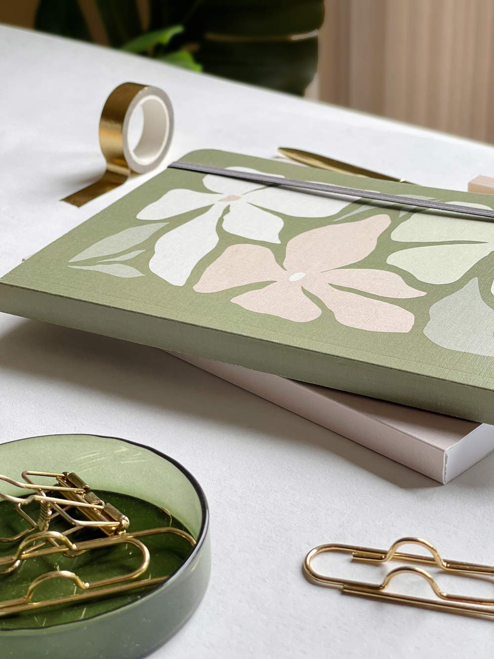 Floral Lined Notebook with A5 'Linen' Cover