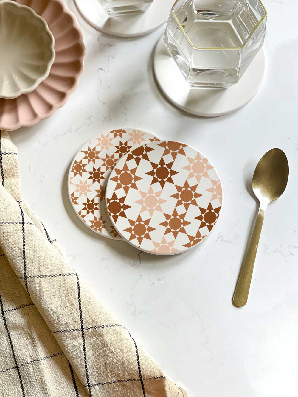 Patterned Tile Ceramic Coaster Set