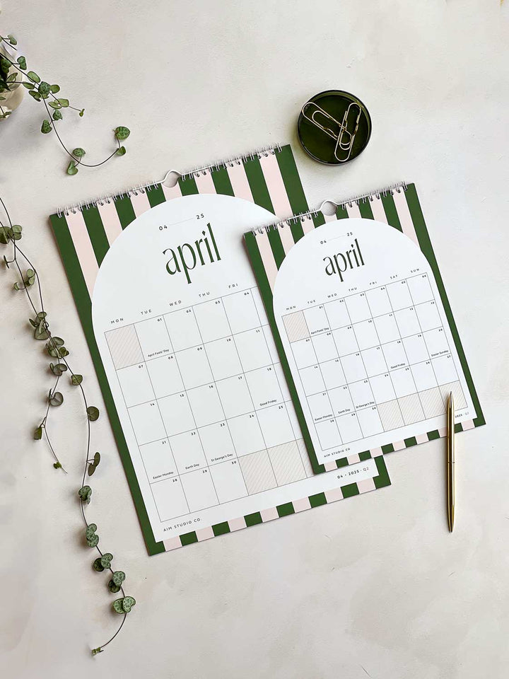 2025 Personalised Diary, Candy Stripe Calendar & Pen Bundle