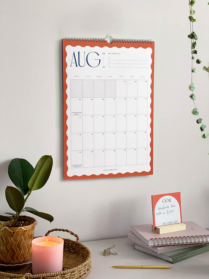 2025 Wavy Wall Calendar | A3 or A4 Monthly Planner