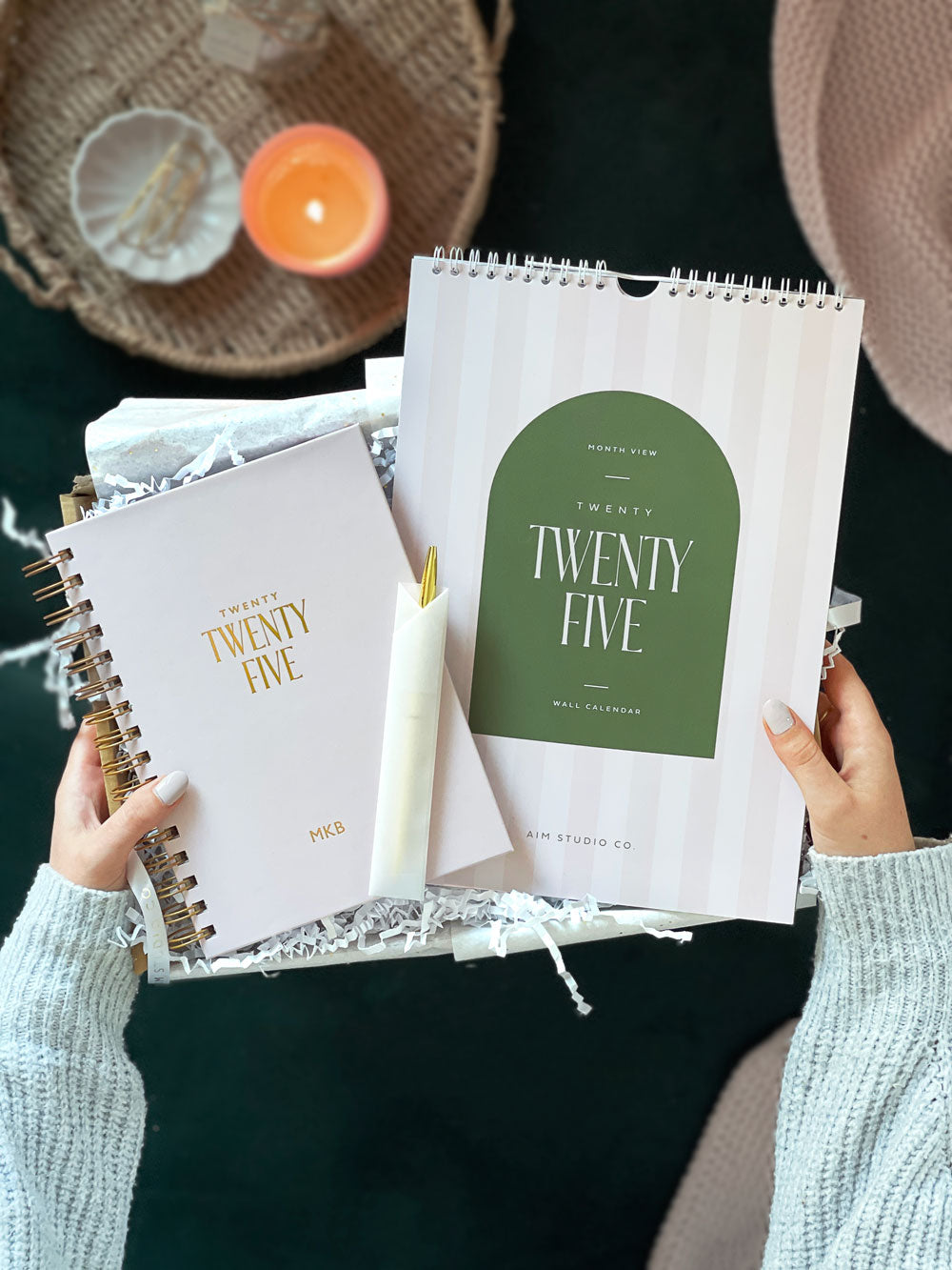 2025 Personalised Diary, Candy Stripe Calendar & Pen Bundle