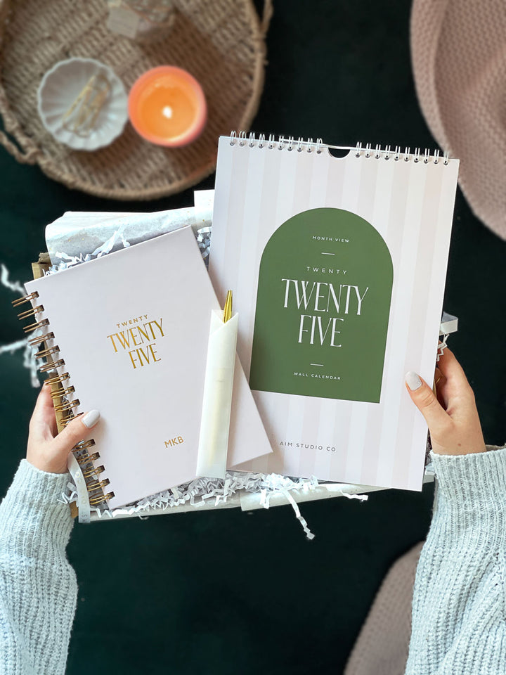 2025 Personalised Diary, Candy Stripe Calendar & Pen Bundle
