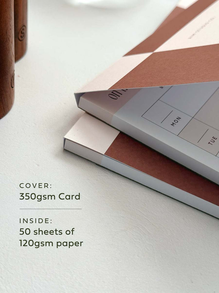 weekly meal planner with thick 350gsm card cover and 50 tear off inner pages