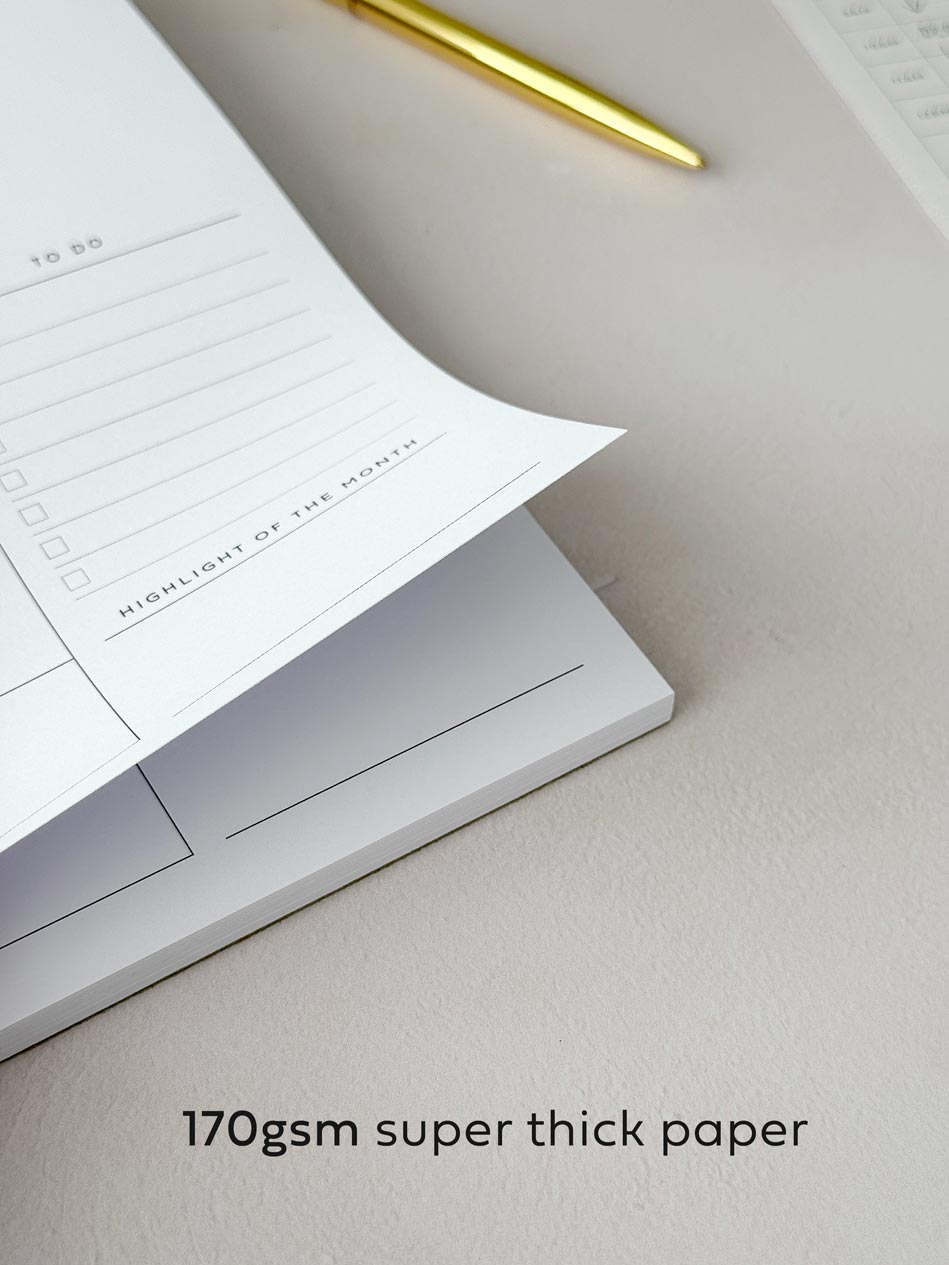 170gsm super thick tear off paper inside month to view calendar notepad with cover