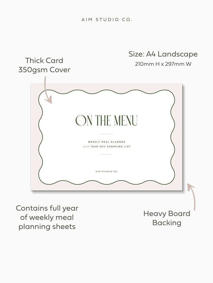Weekly Meal Planner & Perforated Shopping List A4 Notepad