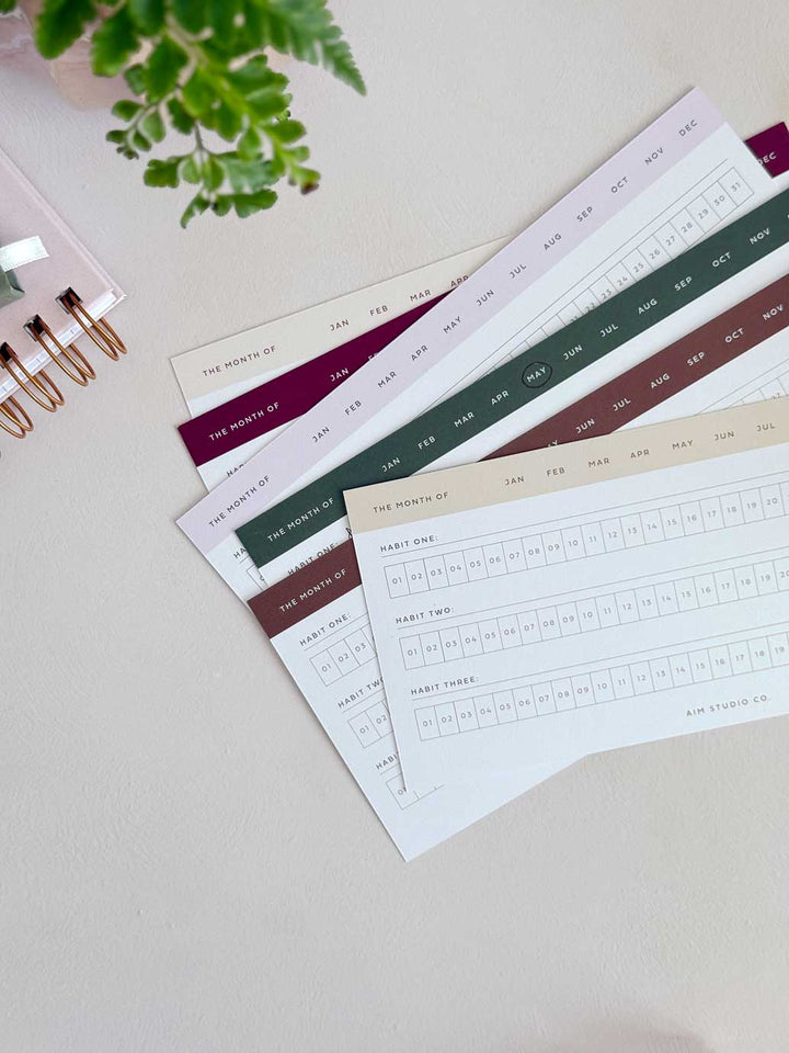 Daily Habit Tracker Cards with Wooden Stand
