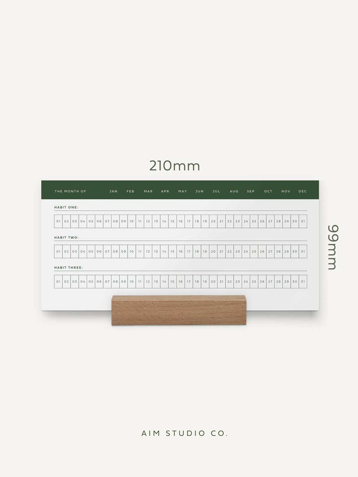 Daily Habit Tracker Cards with Wooden Stand