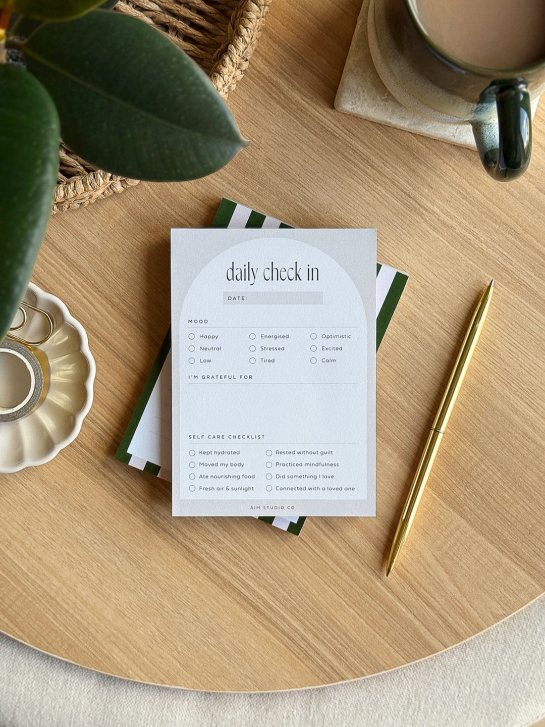 daily mindfulness notepad with mood tacker gratitude and self care checklist for positive mental health and wellbeing