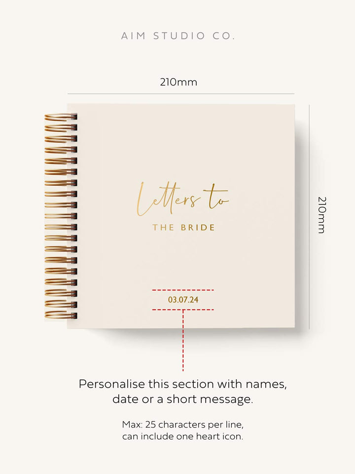 SECONDS : ONE-OFF: "Letters to the Bride" Personalised Book in Ivory & Gold Foil