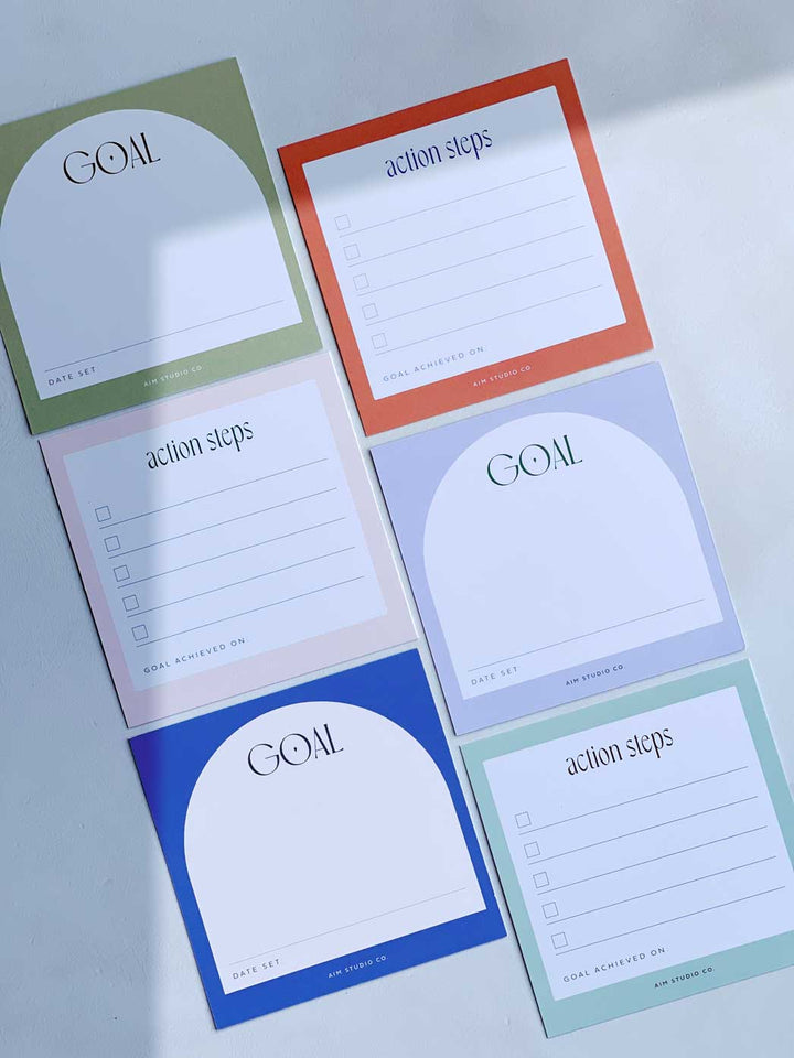 Goal Setting Cards with Wooden Holder