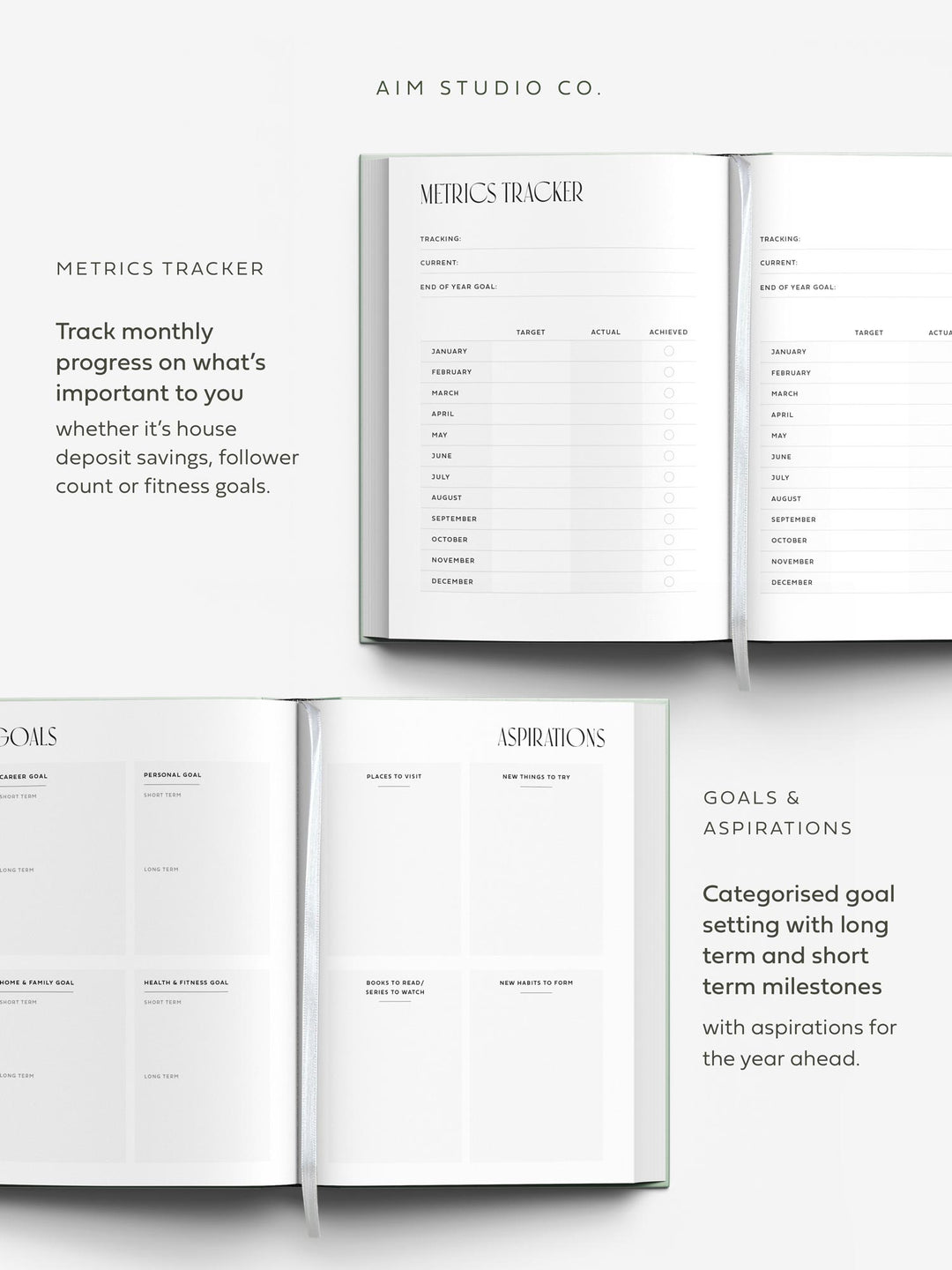 goal setting section of 2025 a5 diary for self development