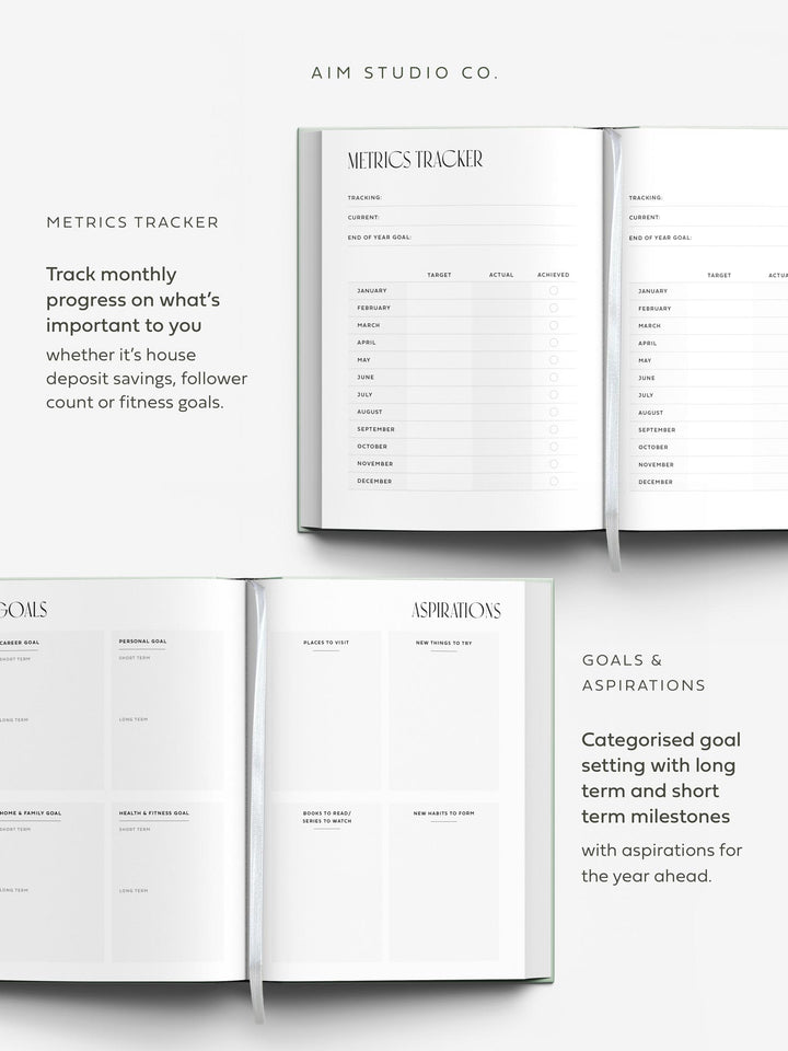 goal setting section of 2025 a5 diary for self development