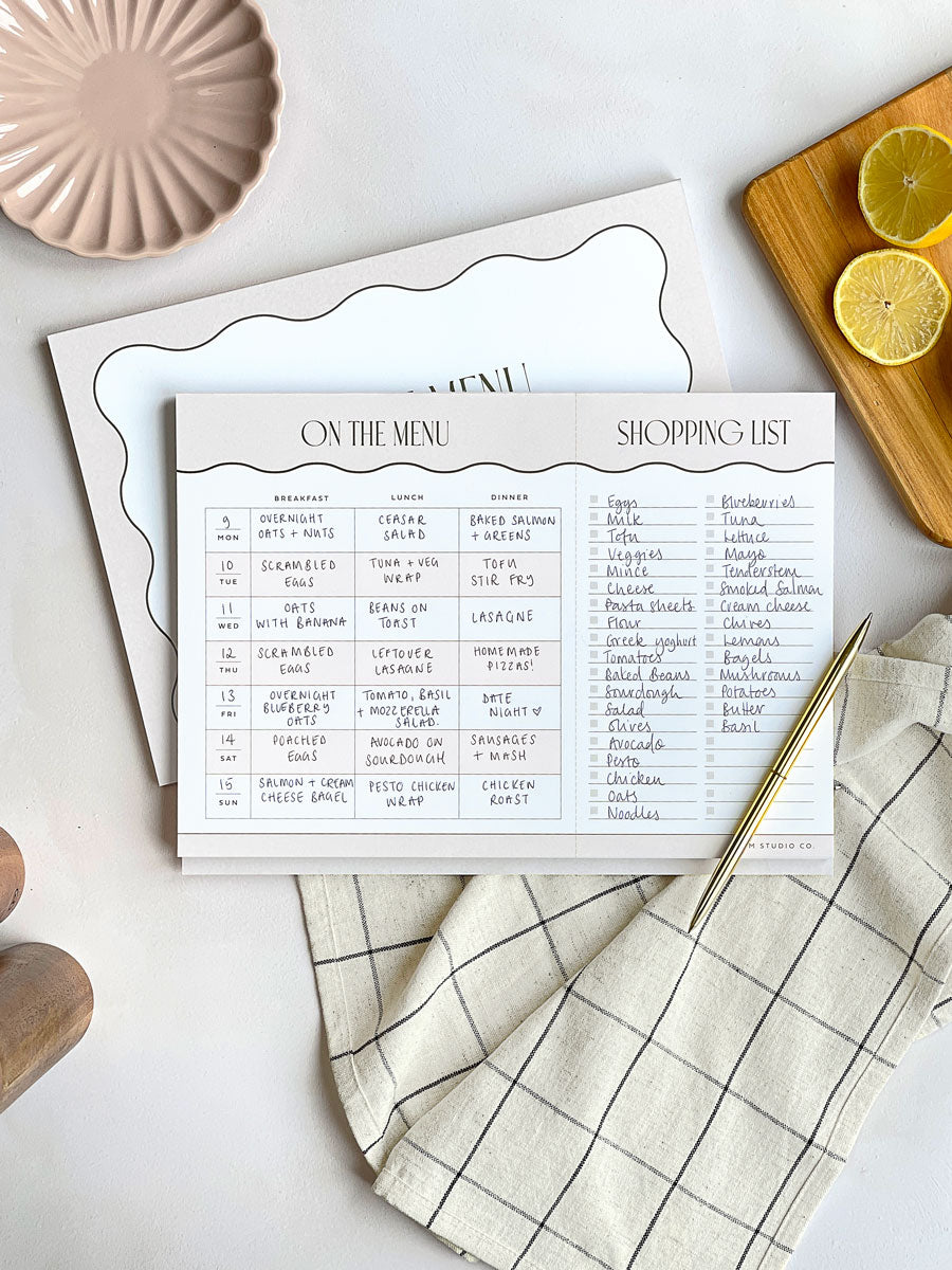 Weekly Meal Planner & Perforated Shopping List A4 Notepad