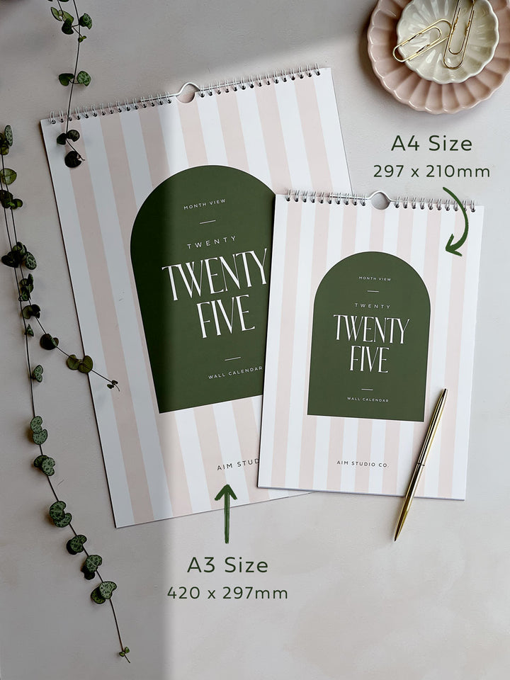 2025 Personalised Diary, Candy Stripe Calendar & Pen Bundle