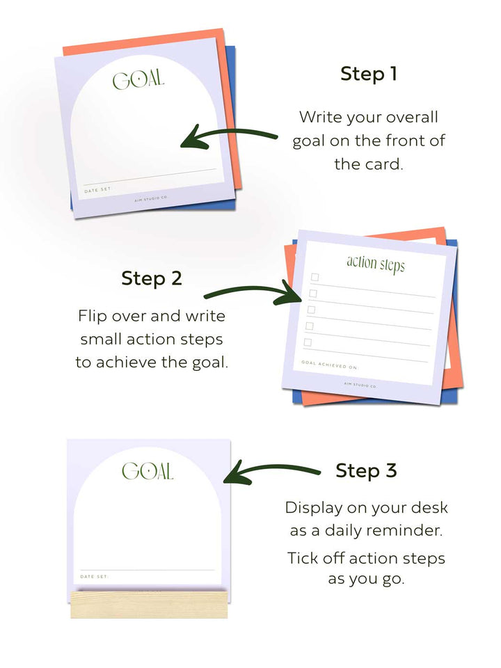 Goal Setting Cards with Wooden Holder