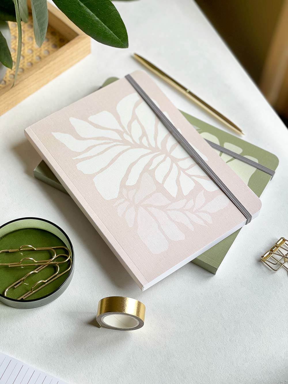 Floral Lined Notebook with A5 'Linen' Cover