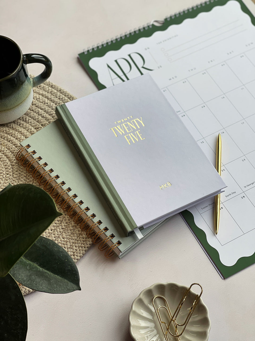2025 Personalised Diary, Wavy Calendar & Pen Bundle