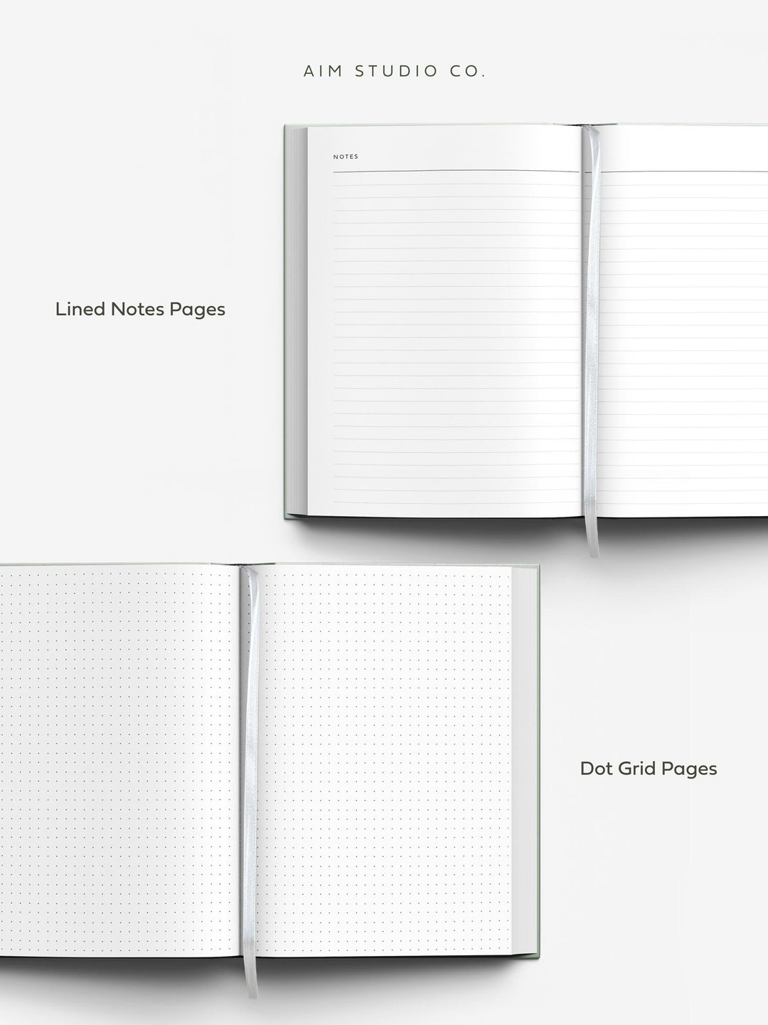 lined notes page and dot grid page inside A5 diary