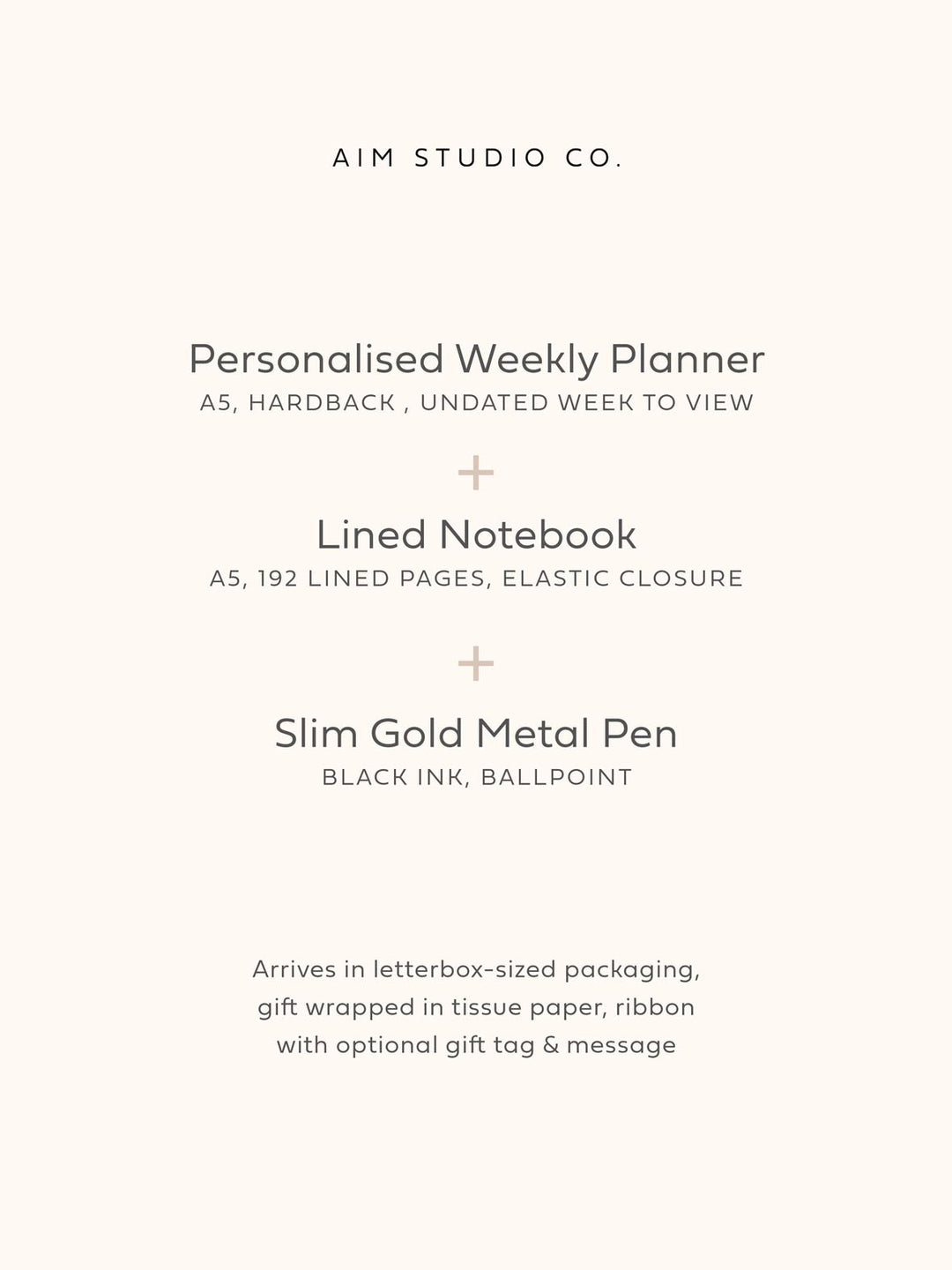 Personalised Stationery Letterbox Gift Set: Weekly Planner, Notebook & Pen