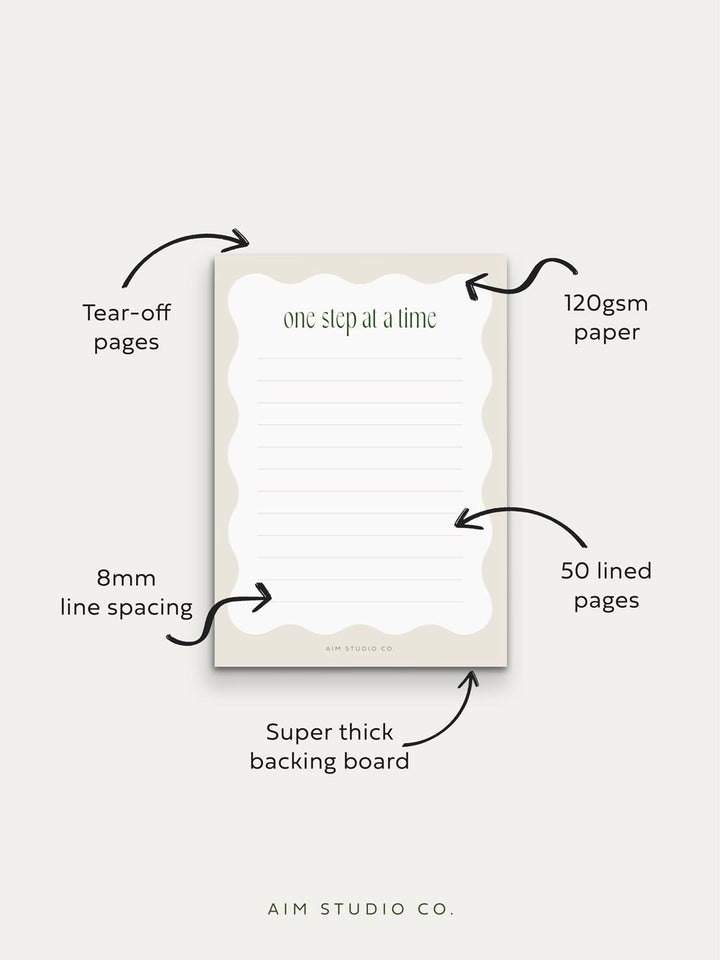 daily memo notepad with tear off pages of 120gsm thick lined paper and thick baking board for notes and to do lists