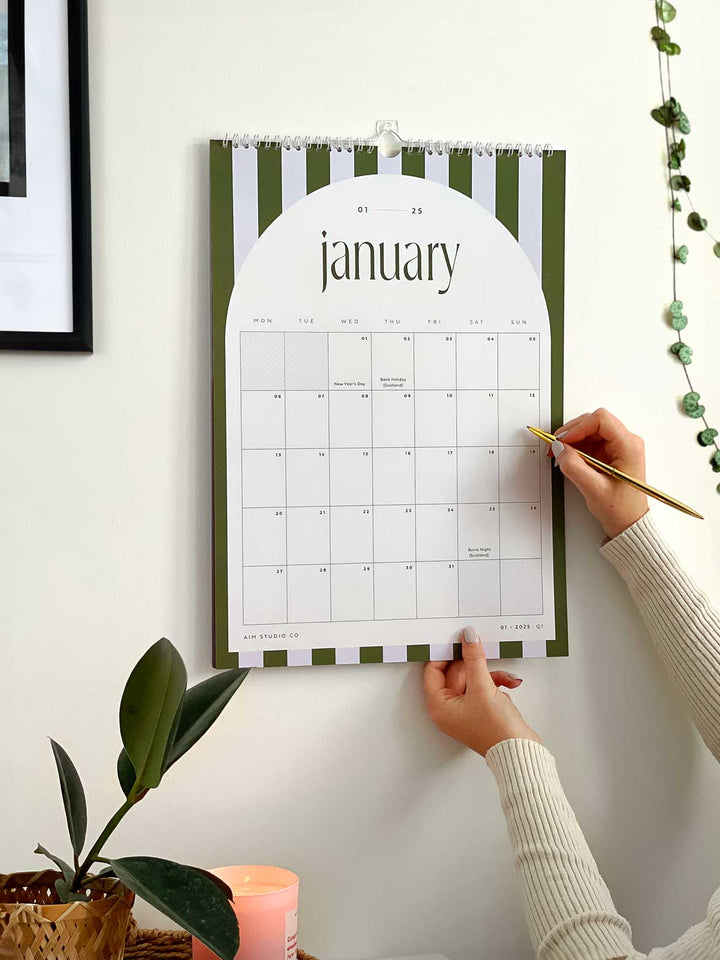 2025 Personalised Diary, Candy Stripe Calendar & Pen Bundle