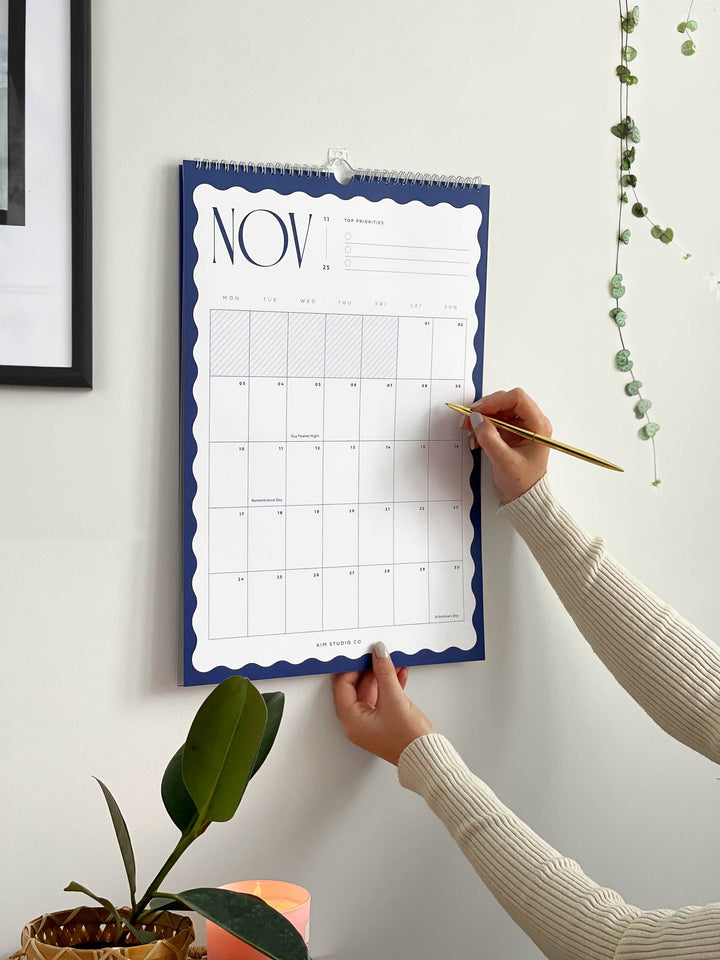2025 Wavy Wall Calendar | A3 or A4 Monthly Planner