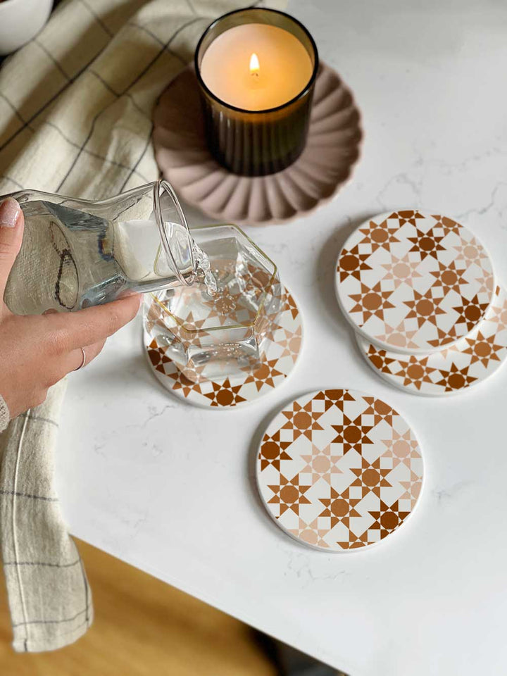 Patterned Tile Ceramic Coaster Set