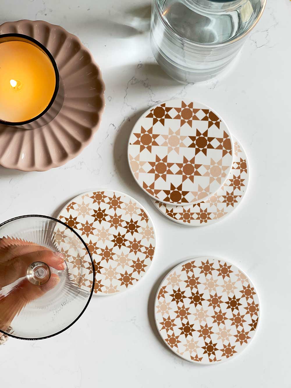 Patterned Tile Ceramic Coaster Set