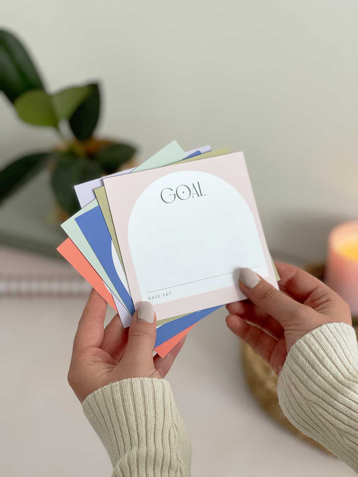 Goal Setting Cards with Wooden Holder