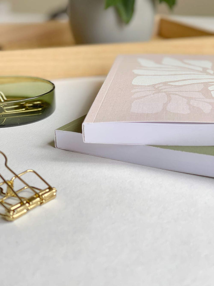 Floral Lined Notebook with A5 'Linen' Cover