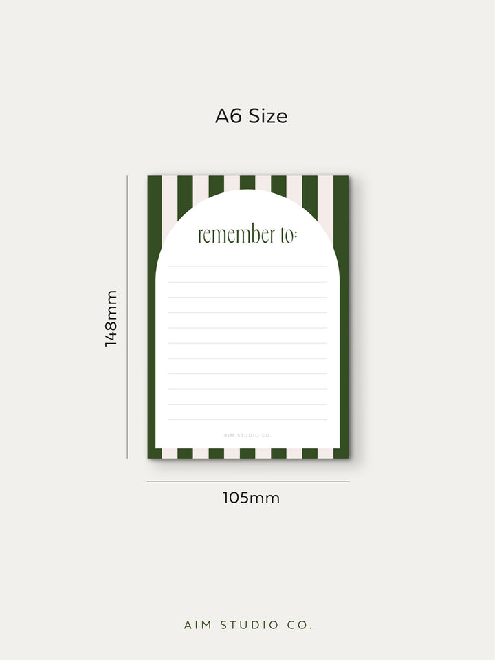 size dimensions of small A6 memo pad showing 148mm x 105mm