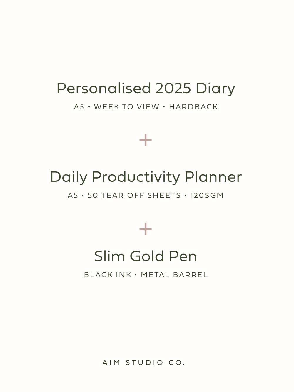Hardback 2025 Diary, Daily Planner & Pen Bundle