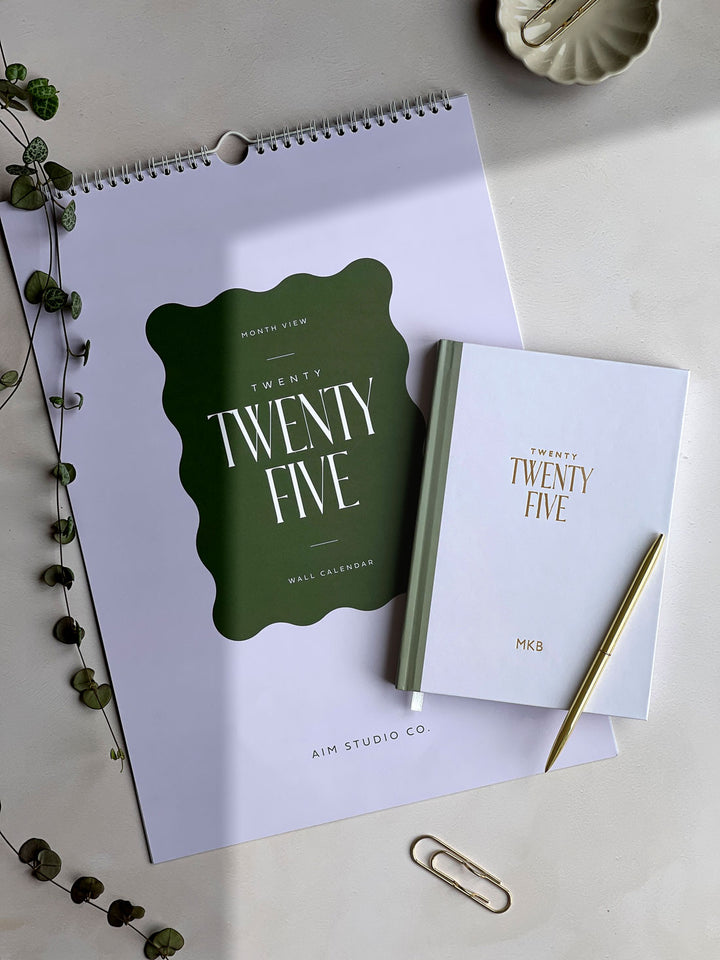 2025 Personalised Diary, Wavy Calendar & Pen Bundle